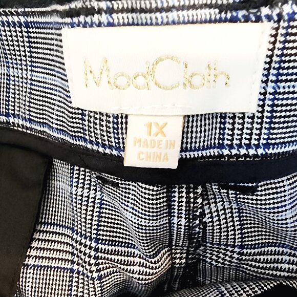 ModCloth Plus Size Wide Leg Plaid High Waist Trouser Pants Women 1X Pockets - Picture 2 of 16